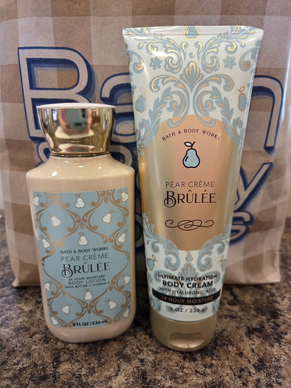 Bath & Body Works Pear Crème Brûlée Body Lotion & Cream - Cream/Light Blue